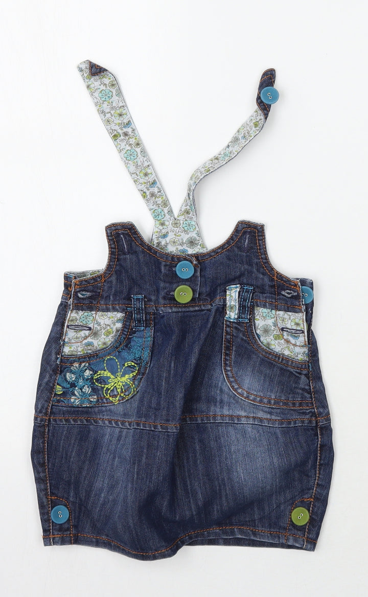 NEXT Girls Blue Pinafore/Dungaree Dress Size 6-9 Months