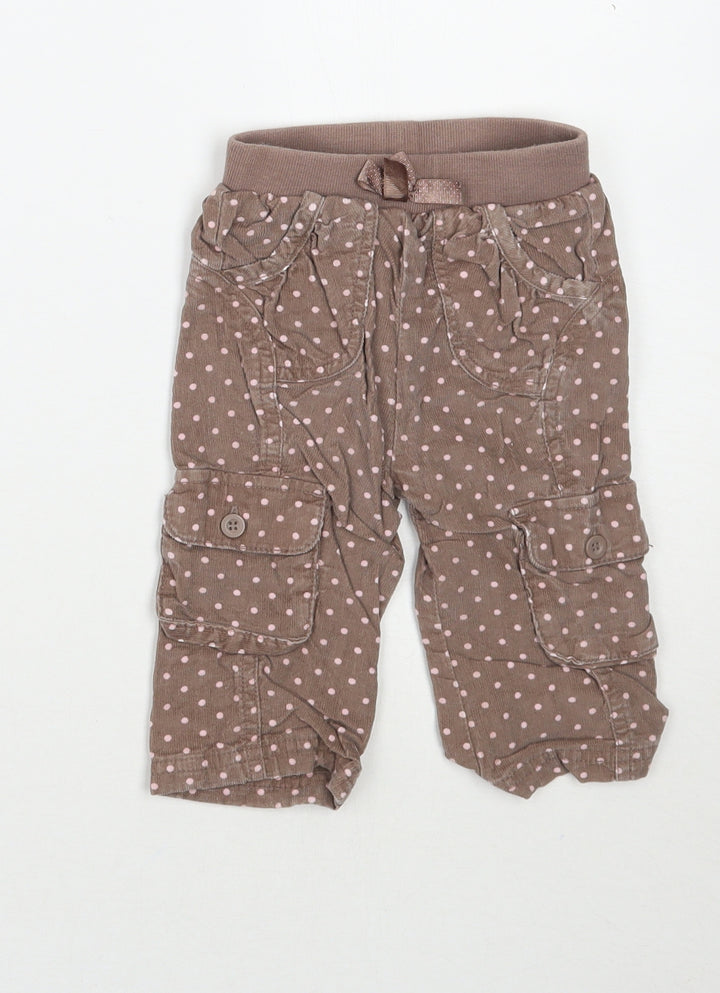 George Girls Black Polka Dot Cargo Trousers Size 6-9 Months