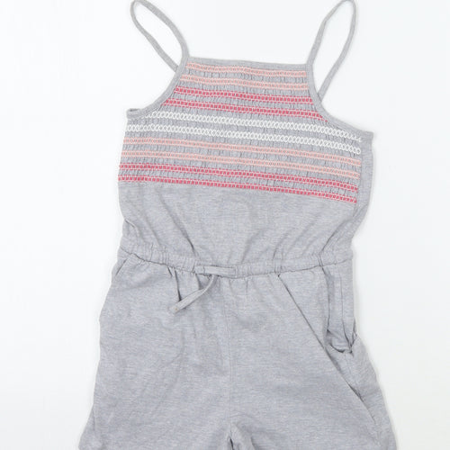 Nutmeg Girls Grey Geometric  Playsuit One-Piece Size 6-7 Years