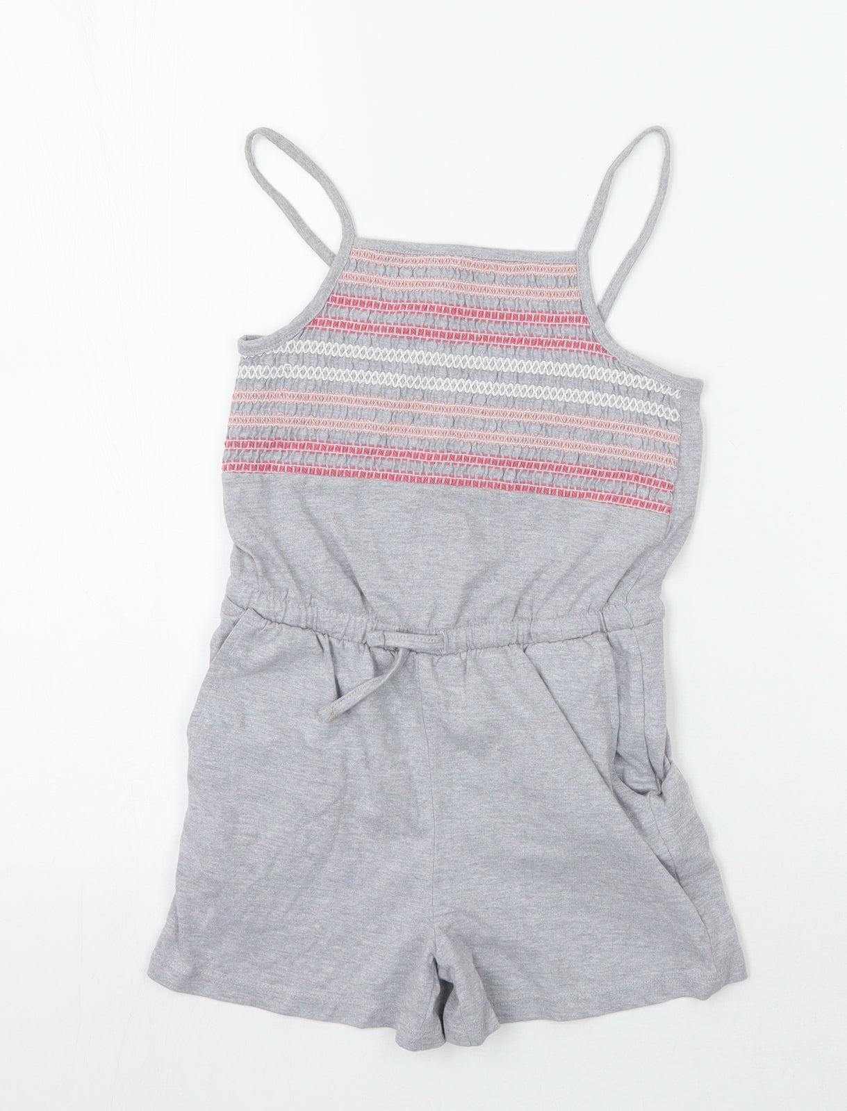 Nutmeg Girls Grey Geometric  Playsuit One-Piece Size 6-7 Years