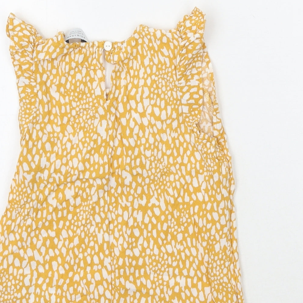 Primark Girls Yellow Animal Print  Basic Tank Size 6-7 Years