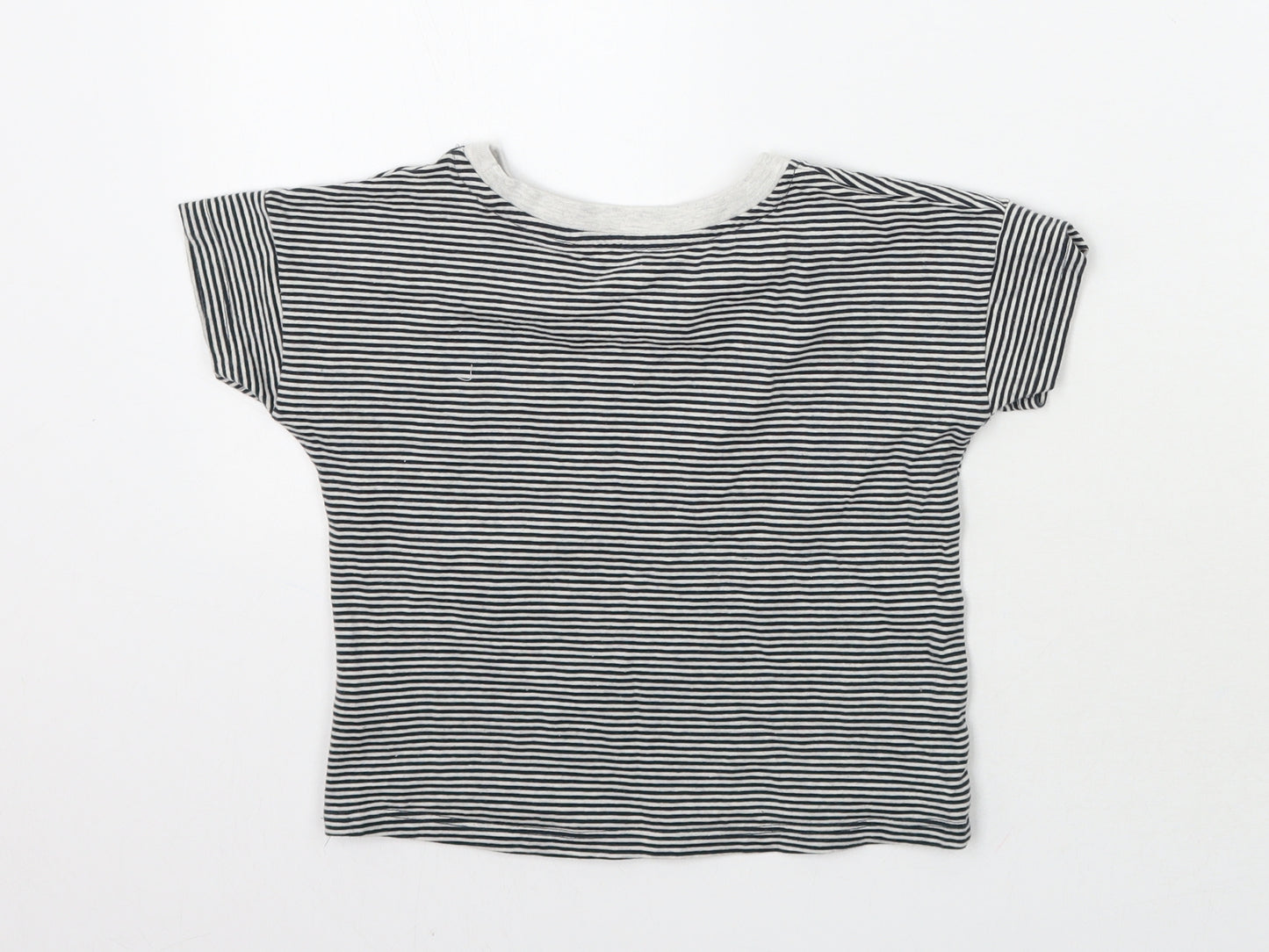 TU Girls Black Striped  Basic T-Shirt Size 6 Years