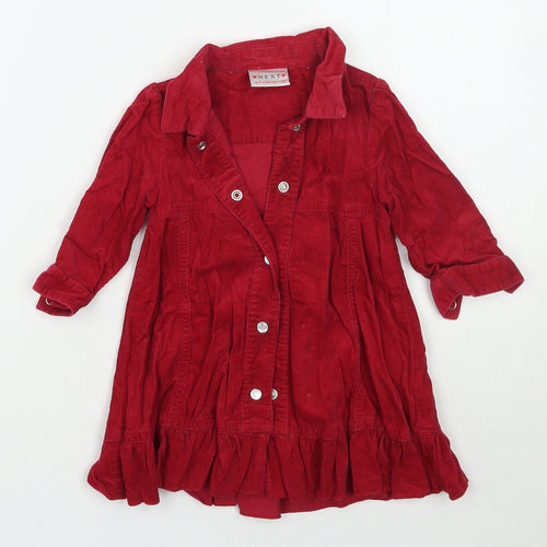 NEXT Girls Red   Shirt Dress  Size 6-9 Months