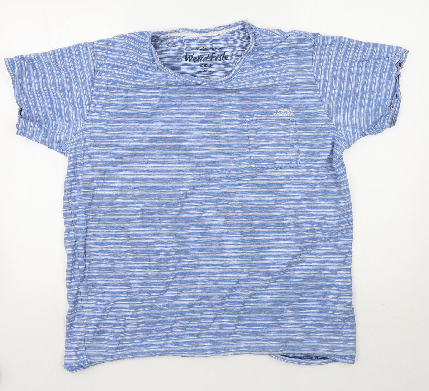 Weird Fish Mens Blue Striped   T-Shirt Size XL