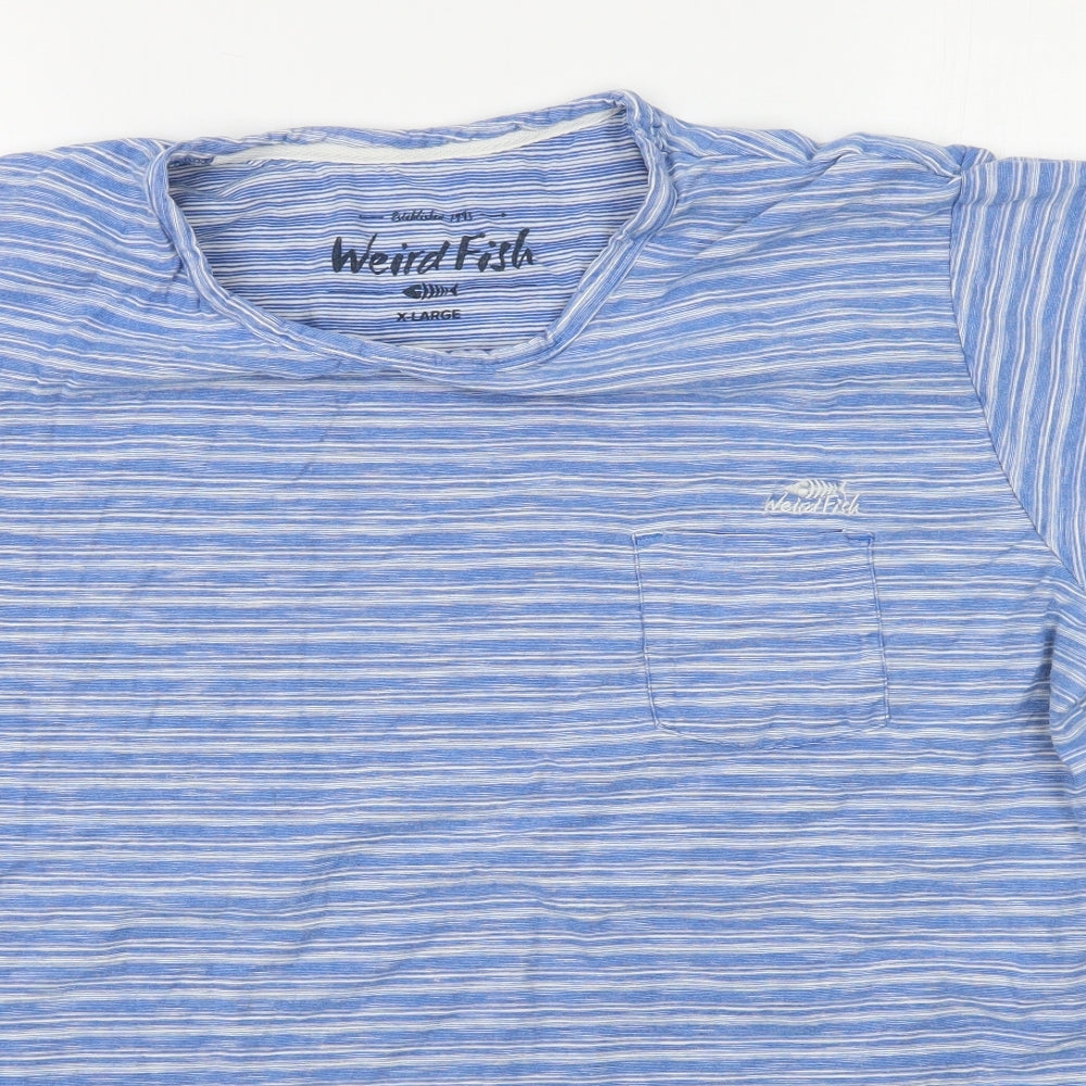Weird Fish Mens Blue Striped   T-Shirt Size XL