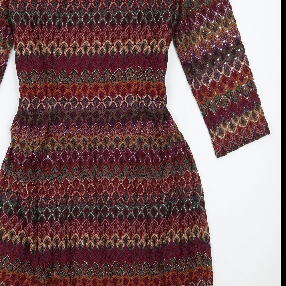 Studio one Womens Red Geometric  A-Line  Size 8