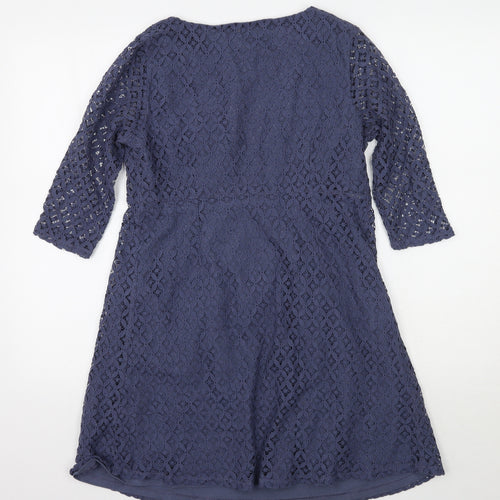 Colline Womens Blue Floral  A-Line  Size 10