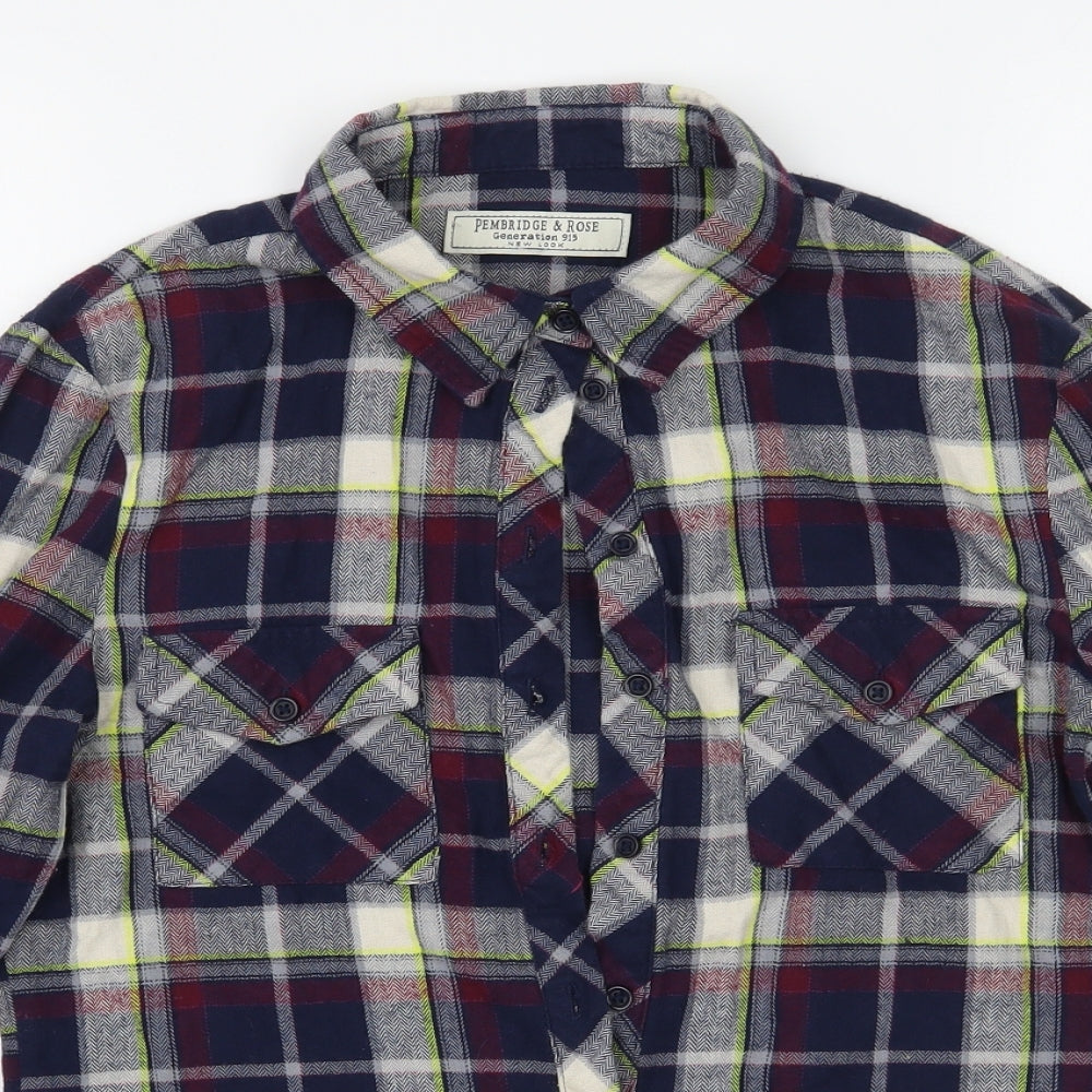 Newlook Girls Blue Check  Basic Button-Up Size 13 Years