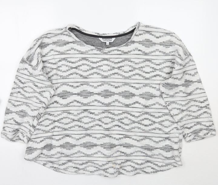Debenhams Womens White Geometric  Pullover Jumper Size 20
