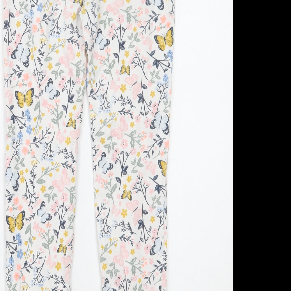 TU Girls White Floral  Sweatpants Trousers Size 9 Years