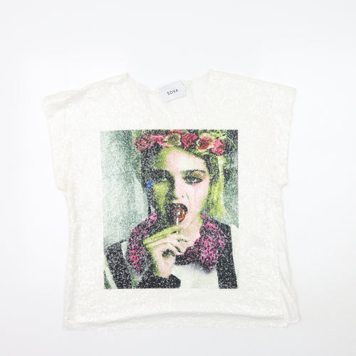 Zoya Womens White   Basic T-Shirt Size L