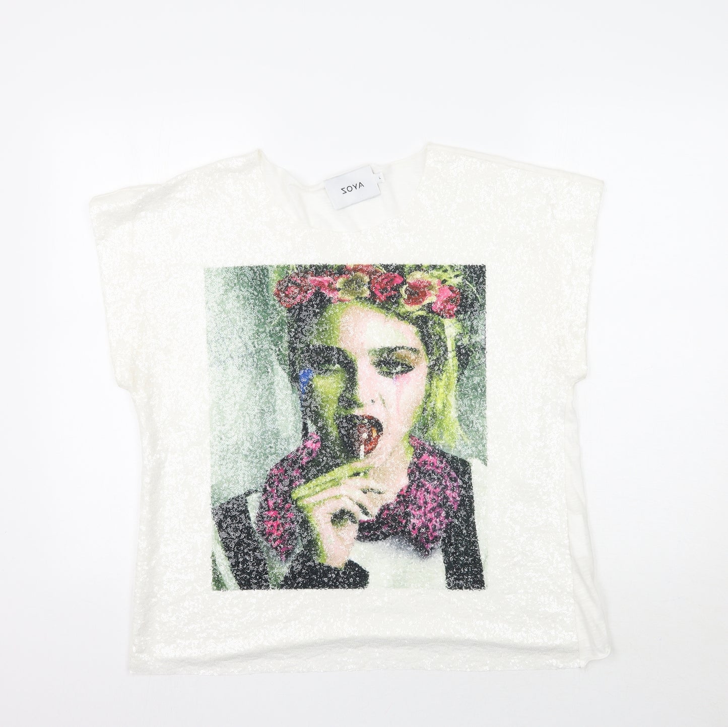 Zoya Womens White   Basic T-Shirt Size L