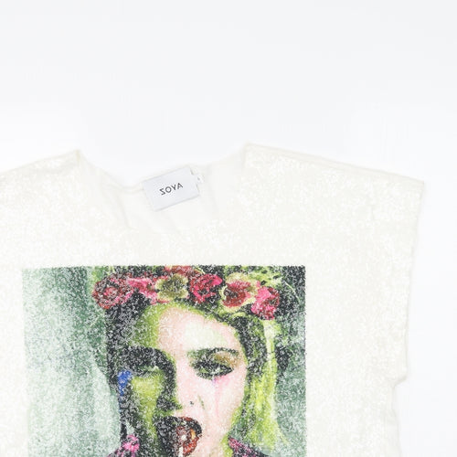 Zoya Womens White   Basic T-Shirt Size L