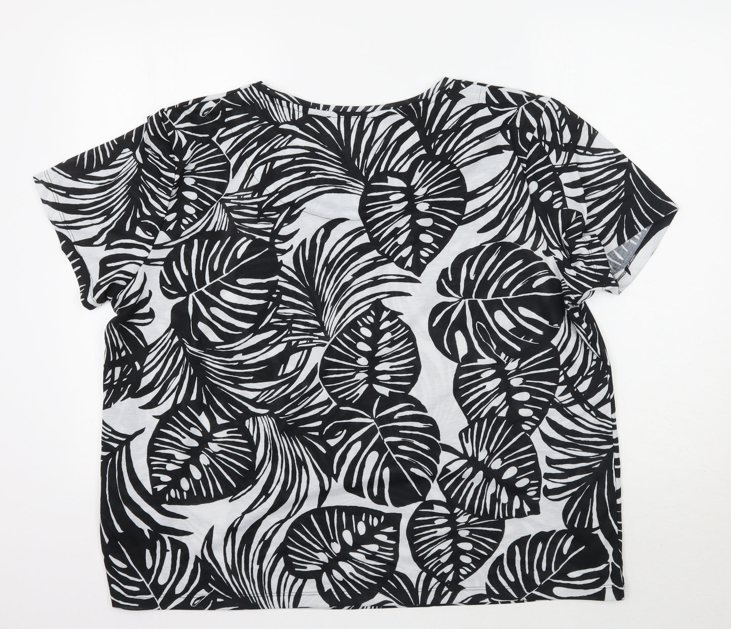 Marks and Spencer Womens Black Floral  Basic T-Shirt Size 20