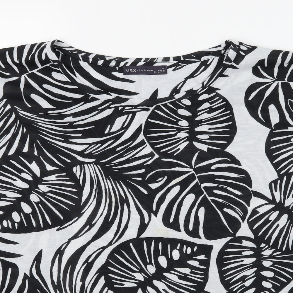 Marks and Spencer Womens Black Floral  Basic T-Shirt Size 20