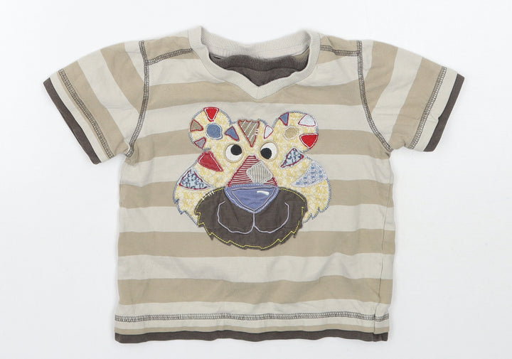 Cherokee Boys Brown Striped  Basic T-Shirt Size 2-3 Years