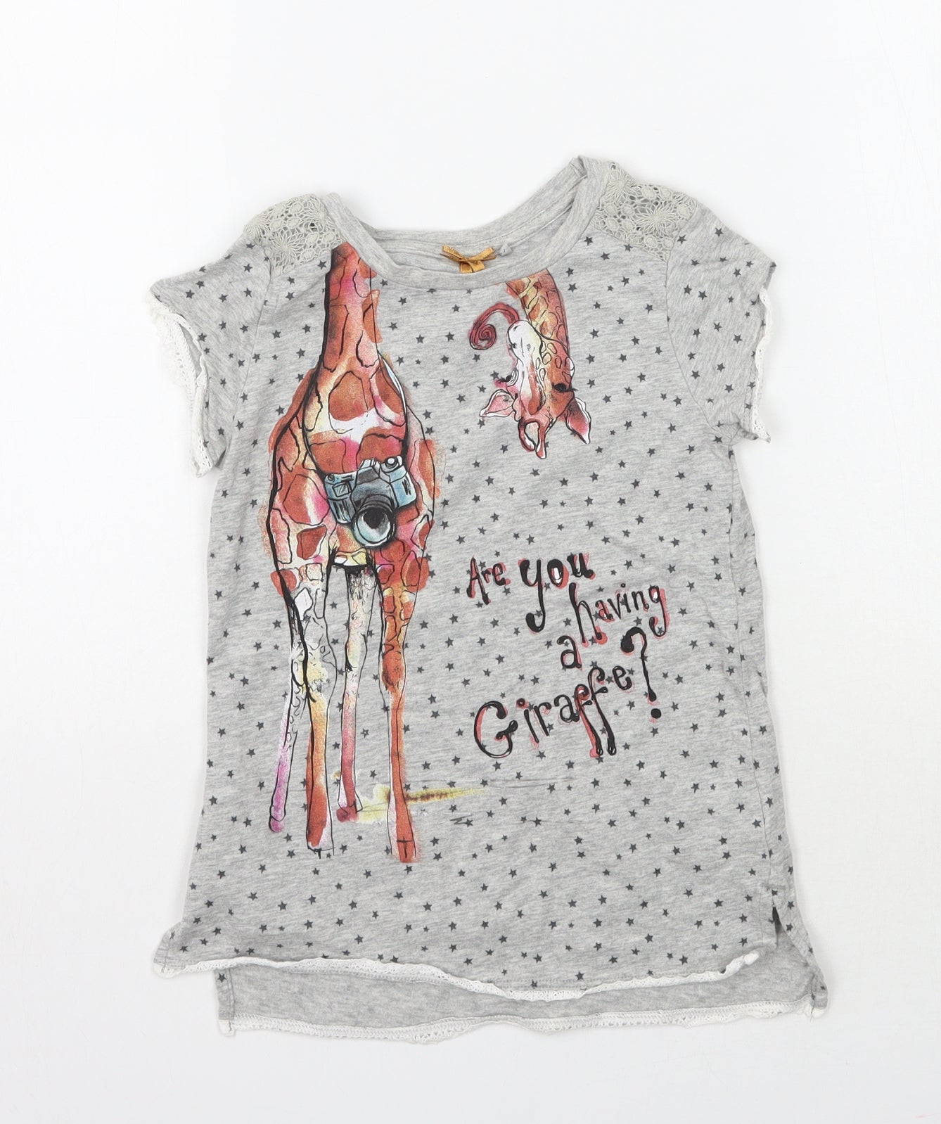 NEXT Girls Grey Animal Print  Basic T-Shirt Size 5-6 Years
