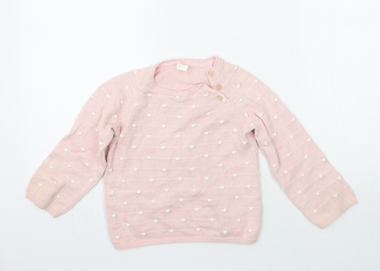 H&M Girls Pink   Pullover Jumper Size 2-3 Years
