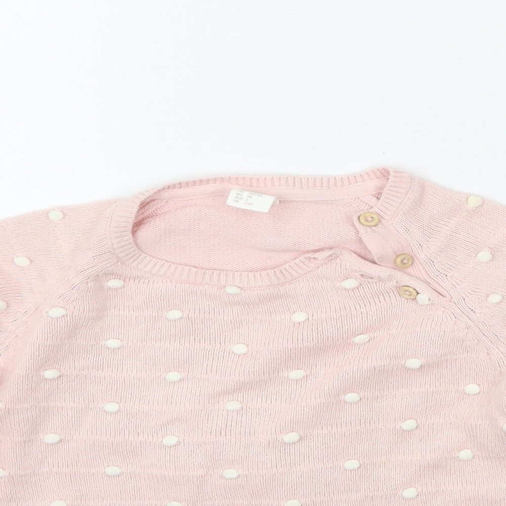 H&M Girls Pink   Pullover Jumper Size 2-3 Years