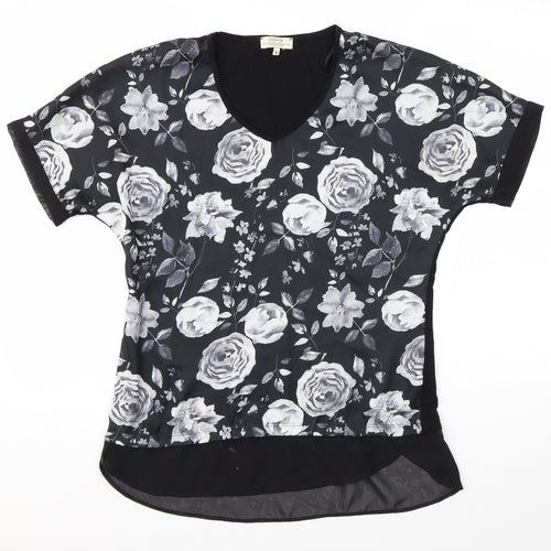 Matalan Womens Black Floral  Basic Blouse Size 8