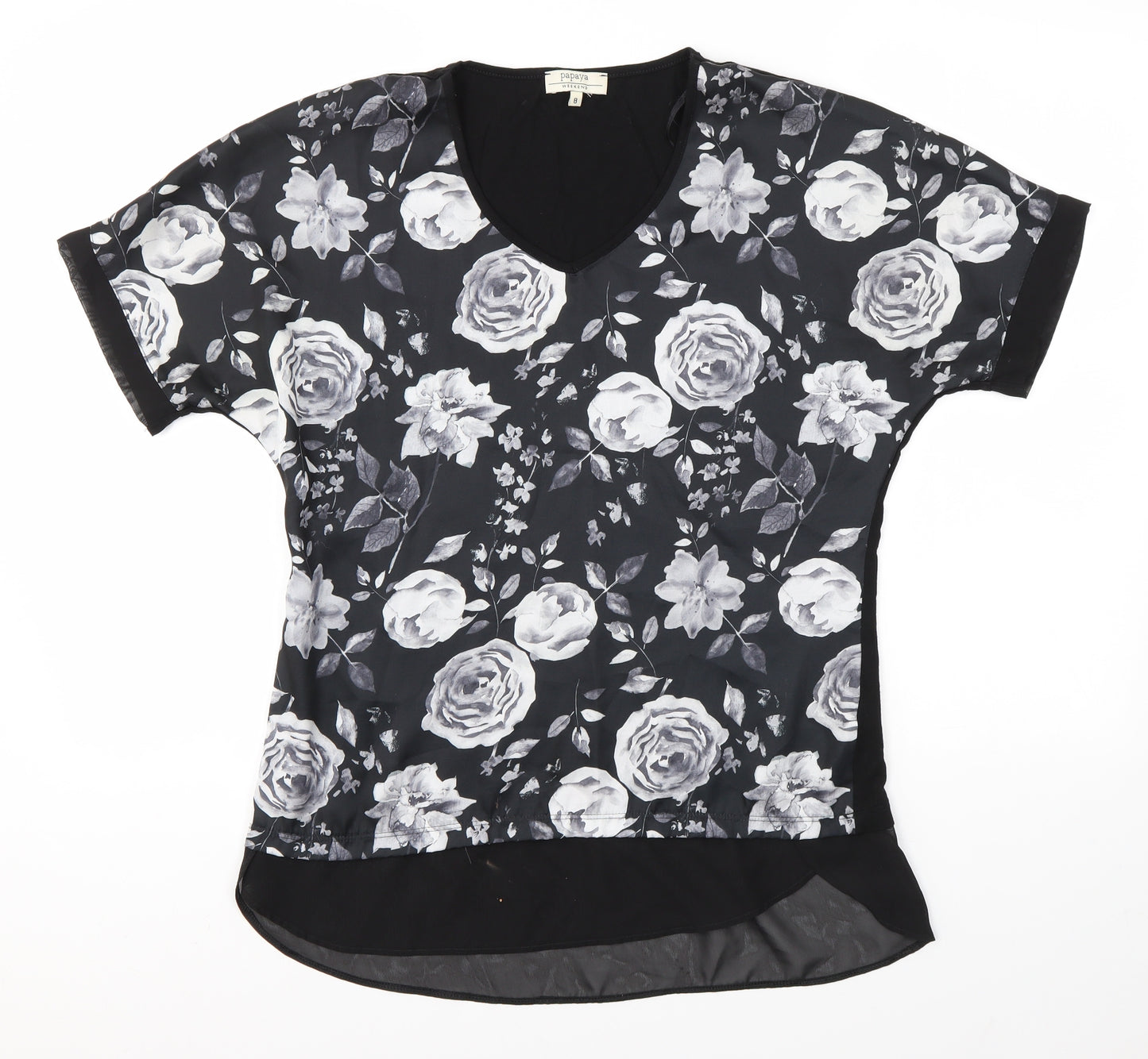 Matalan Womens Black Floral  Basic Blouse Size 8