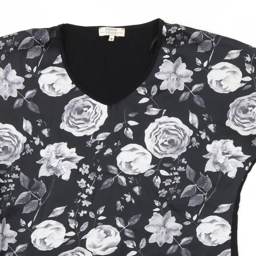 Matalan Womens Black Floral  Basic Blouse Size 8