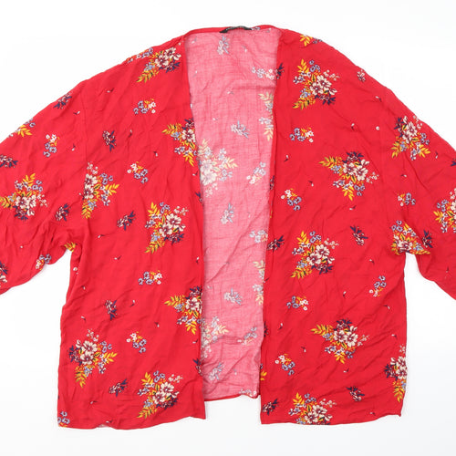 Peacocks Womens Red Floral  Cardigan Jumper Size M