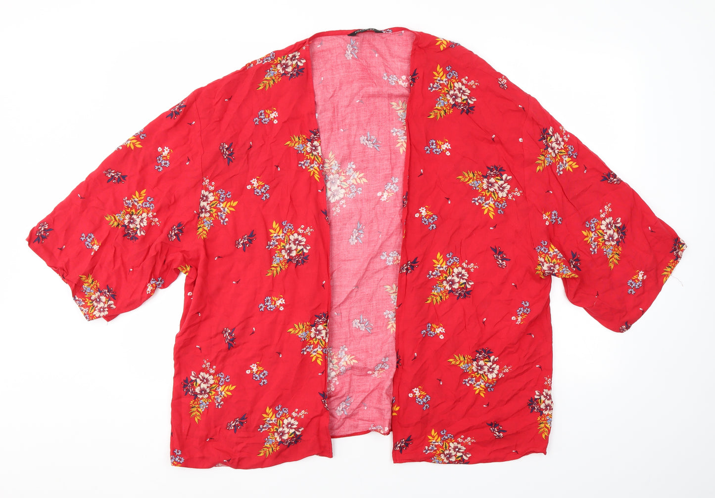 Peacocks Womens Red Floral  Cardigan Jumper Size M