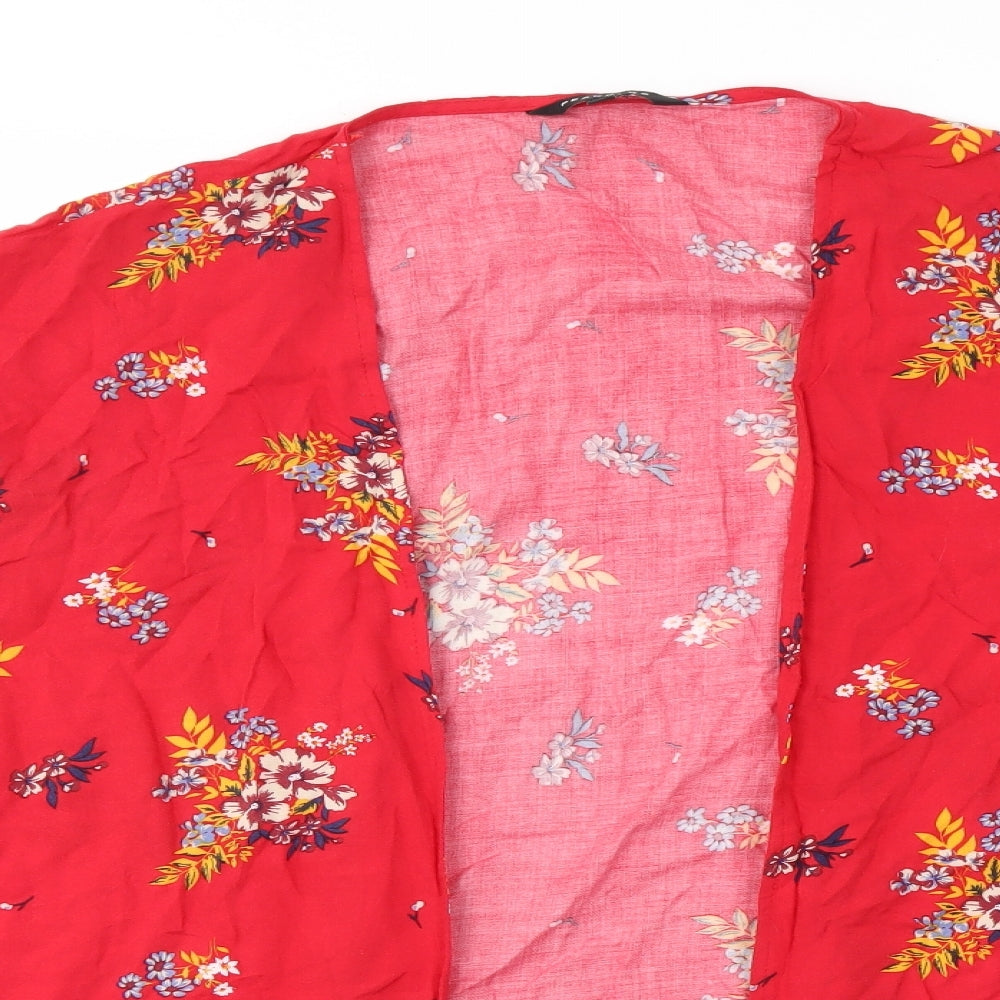 Peacocks Womens Red Floral  Cardigan Jumper Size M