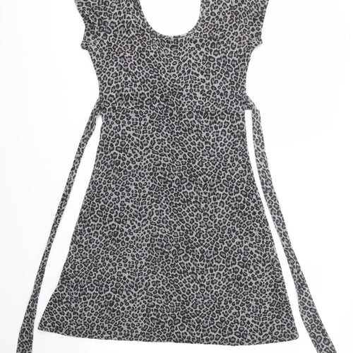 Jane Norman Womens Grey Animal Print  A-Line  Size 12