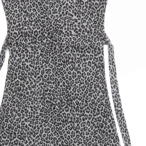 Jane Norman Womens Grey Animal Print  A-Line  Size 12