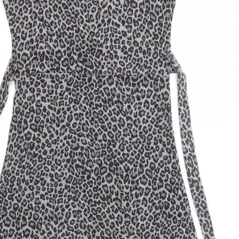 Jane Norman Womens Grey Animal Print  A-Line  Size 12
