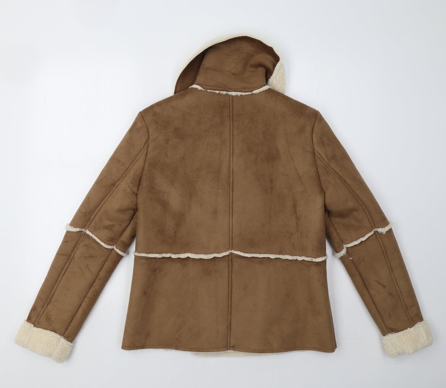 M&S Womens Beige   Overcoat Coat Size 12  - Fluffy Lining
