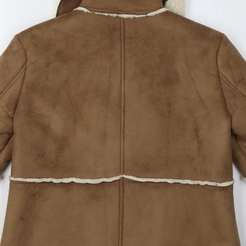 M&S Womens Beige   Overcoat Coat Size 12  - Fluffy Lining