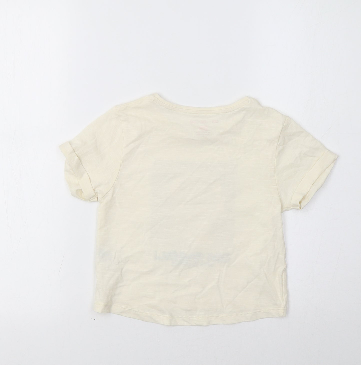 F&F Girls Ivory   Basic T-Shirt Size 6-7 Years  - Unicorn