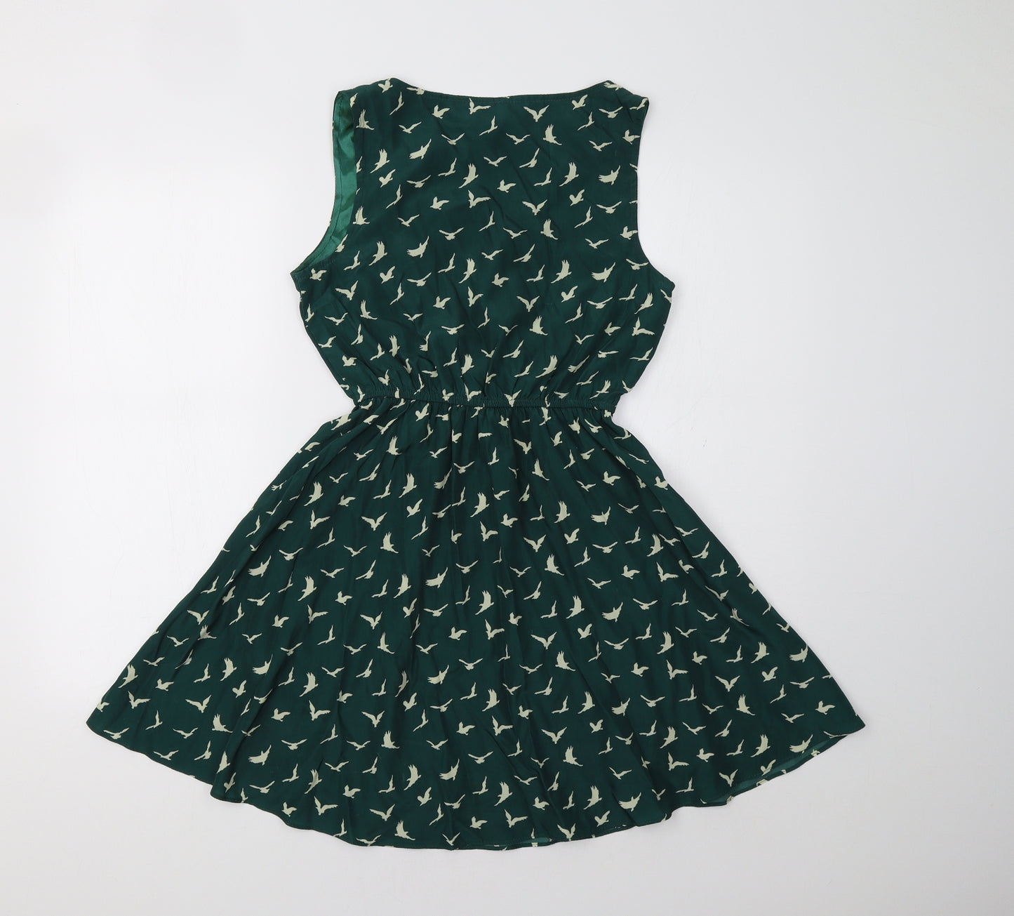 Tenki Womens Green Batik  Fit & Flare  Size S  - Bird Print