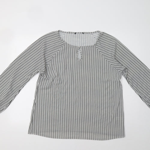 Select Womens White Striped  Basic Blouse Size M
