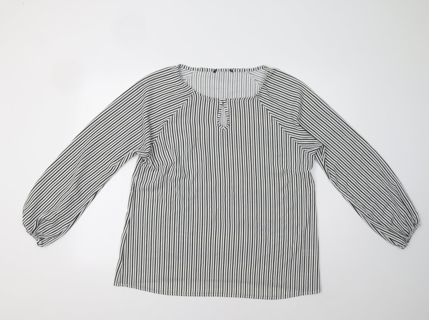 Select Womens White Striped  Basic Blouse Size M