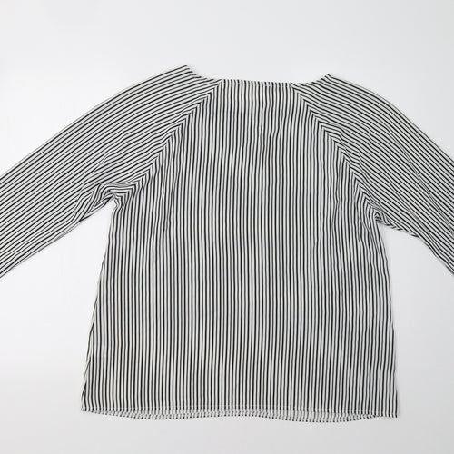 Select Womens White Striped  Basic Blouse Size M