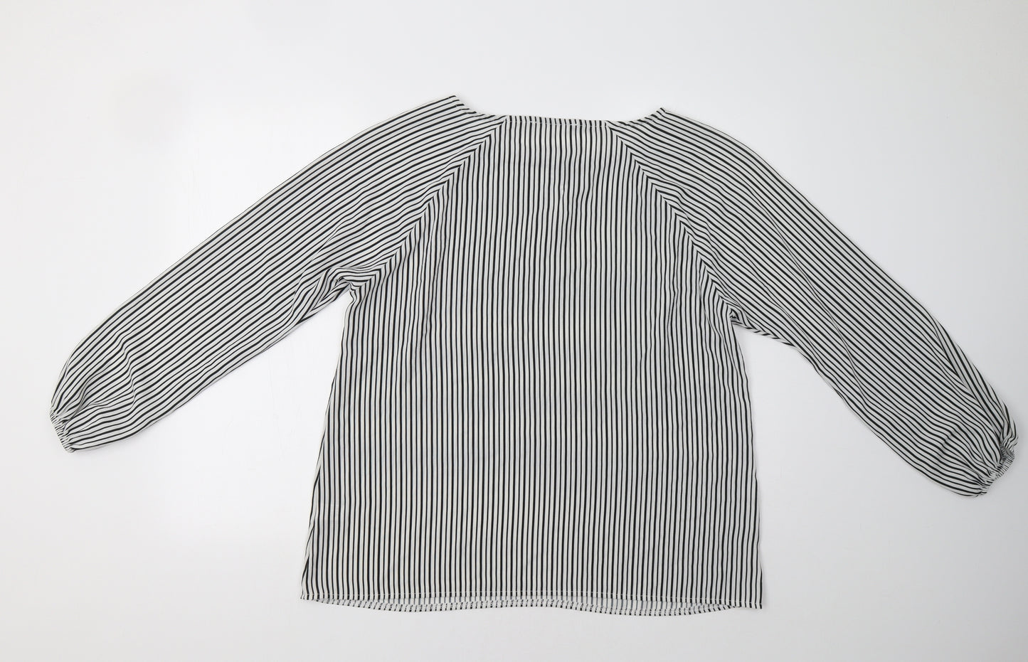 Select Womens White Striped  Basic Blouse Size M