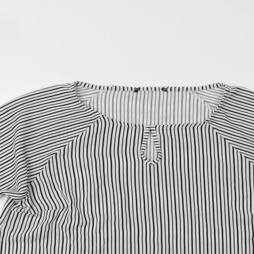 Select Womens White Striped  Basic Blouse Size M