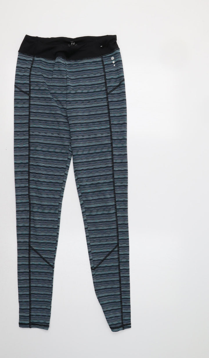 TU Womens Blue Geometric  Compression Leggings Size 8 L30 in