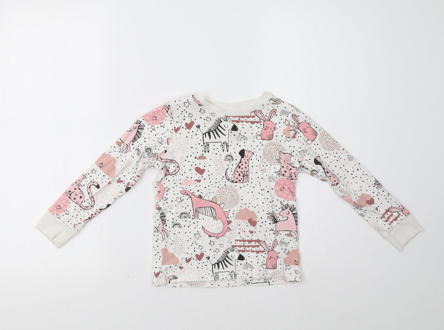 NEXT Girls White Animal Print  Top Pyjama Top Size 5-6 Years