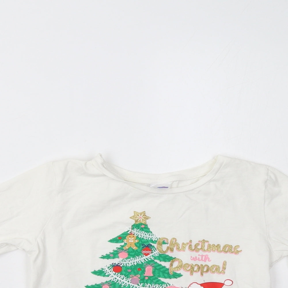 Matalan Girls White   Basic T-Shirt Size 4-5 Years  - Peppa Pig Christmas