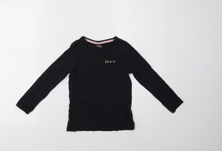F&F Girls Black   Basic T-Shirt Size 5-6 Years  - Love