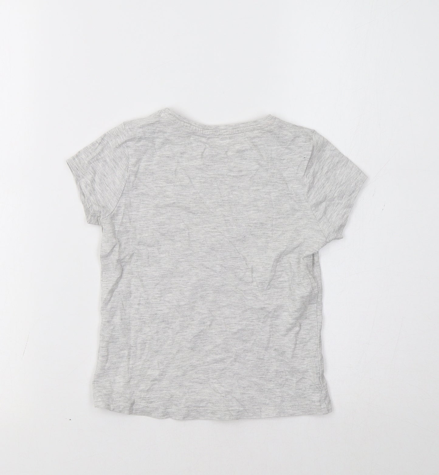 F&F Girls Grey   Basic T-Shirt Size 5-6 Years  - Heart