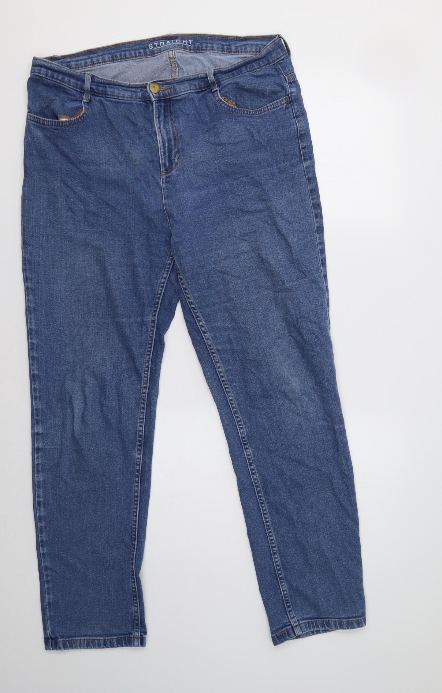 M&S Womens Blue   Straight Jeans Size 14 L30 in