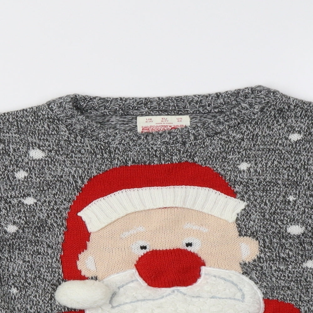 F&F Girls Grey   Pullover Jumper Size 6-7 Years  - Christmas Jumper