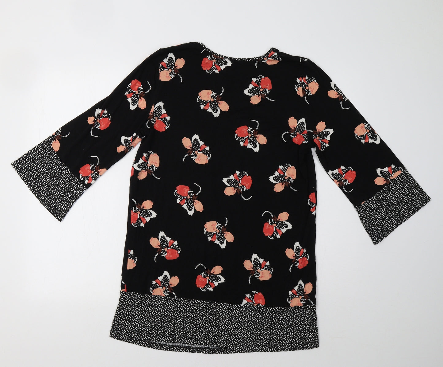 George Womens Black Floral  Tunic Blouse Size 12
