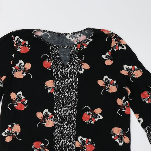 George Womens Black Floral  Tunic Blouse Size 12